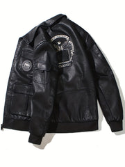 Men's Eagle Embroidered Cycling Jacket With Pocket