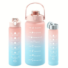 Large Capacity Straw Water Bottle Set