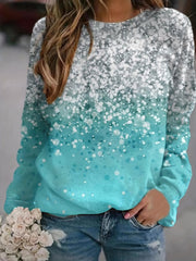 Women's Allover Print Crew Neck Sweatshirt for Spring & Fall