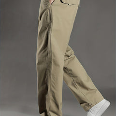 Men's Plain Cotton Cargo Pants Casual Loose Outdoor Work Pants