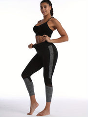 Mesh Insert Sports Yoga Leggings High Elastic Butt Lifting Pants