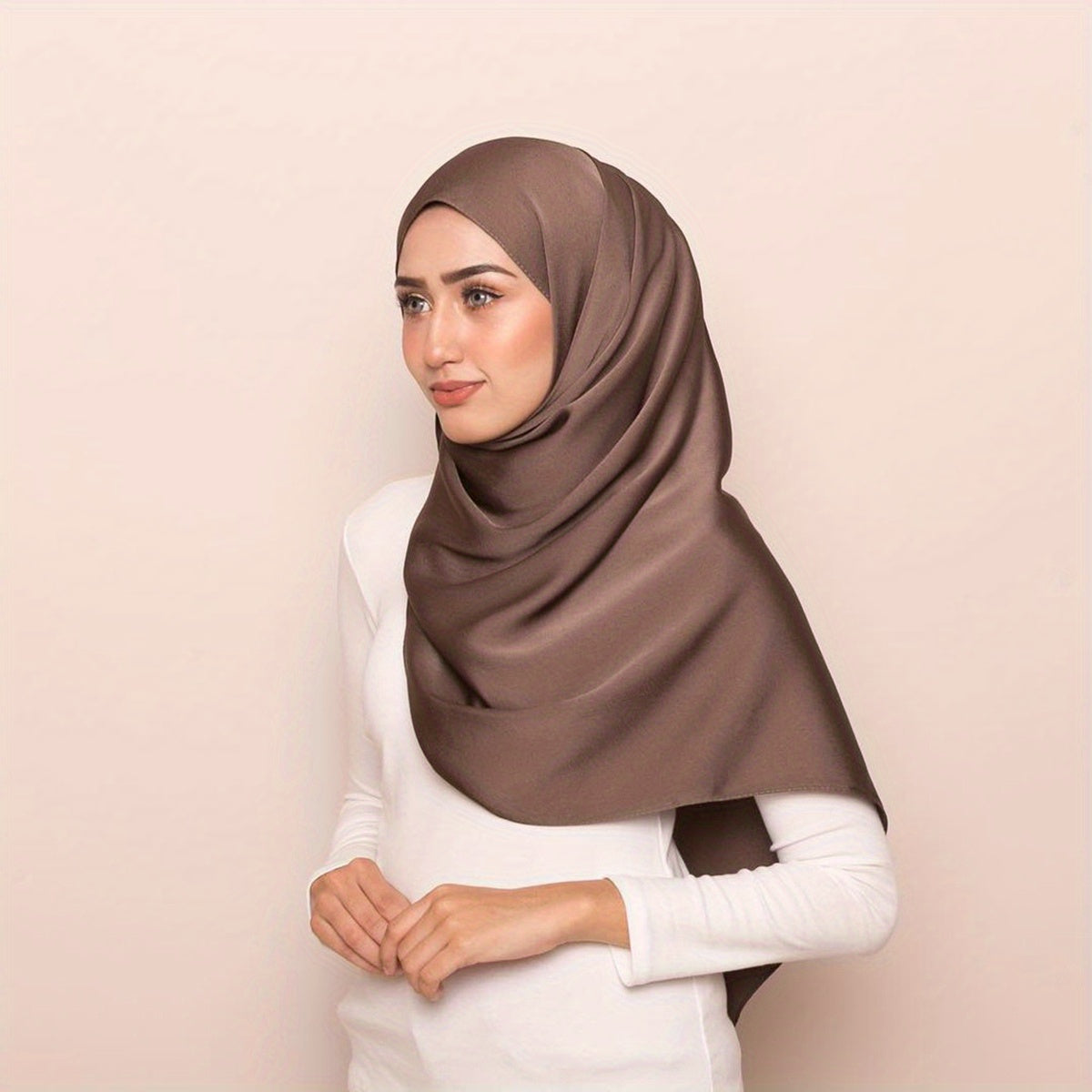 Soft Satin Solid Hijab Headscarf for Women