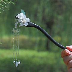 Chinese Hairpins Clips Tassel Flower Hair Chignon Wooden Hair Pin