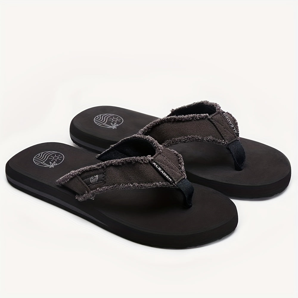 Men's Distressed Canvas Arch Support Flip Flops