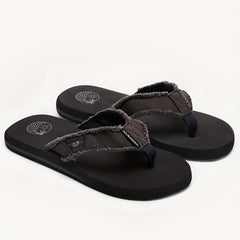 Men's Distressed Canvas Arch Support Flip Flops