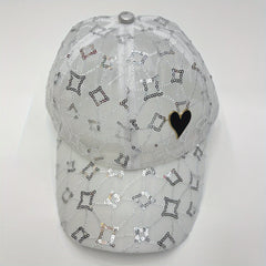 Sequin Embroidery Baseball Cap Solid Mesh Breathable Dad Hat Adjustable