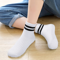 Boy's Striped Crew Socks Breathable Comfy Casual Style Unisex Socks
