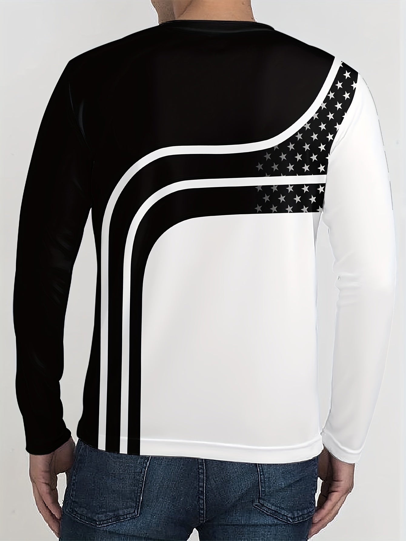 Men's Block Long Sleeve T shirt Casual Tees For Summer