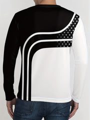Men's Block Long Sleeve T shirt Casual Tees For Summer