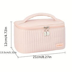 1pc Travel Makeup Bag Cosmetic Bag PU Solid Toiletry Bag Portable Storage Bag
