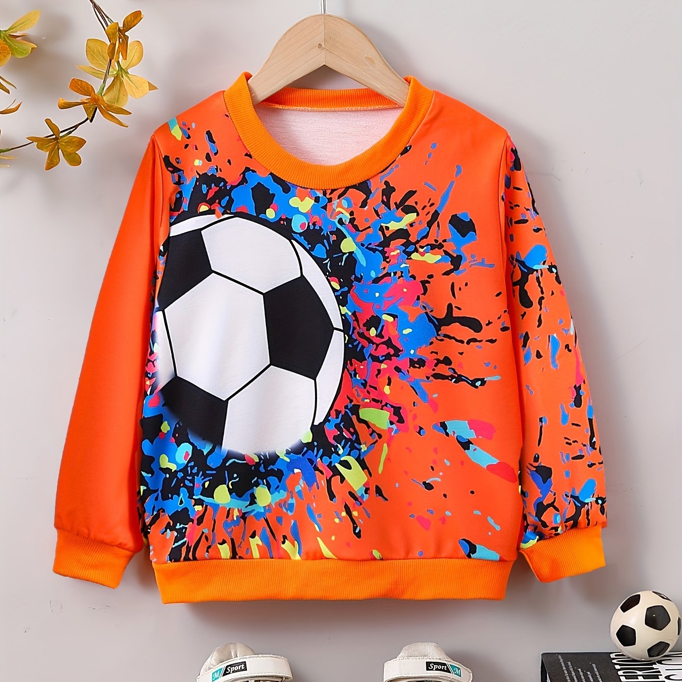 Boys Football 3D Print Sweatshirt Long Sleeve Crew Neck Kids Clothing