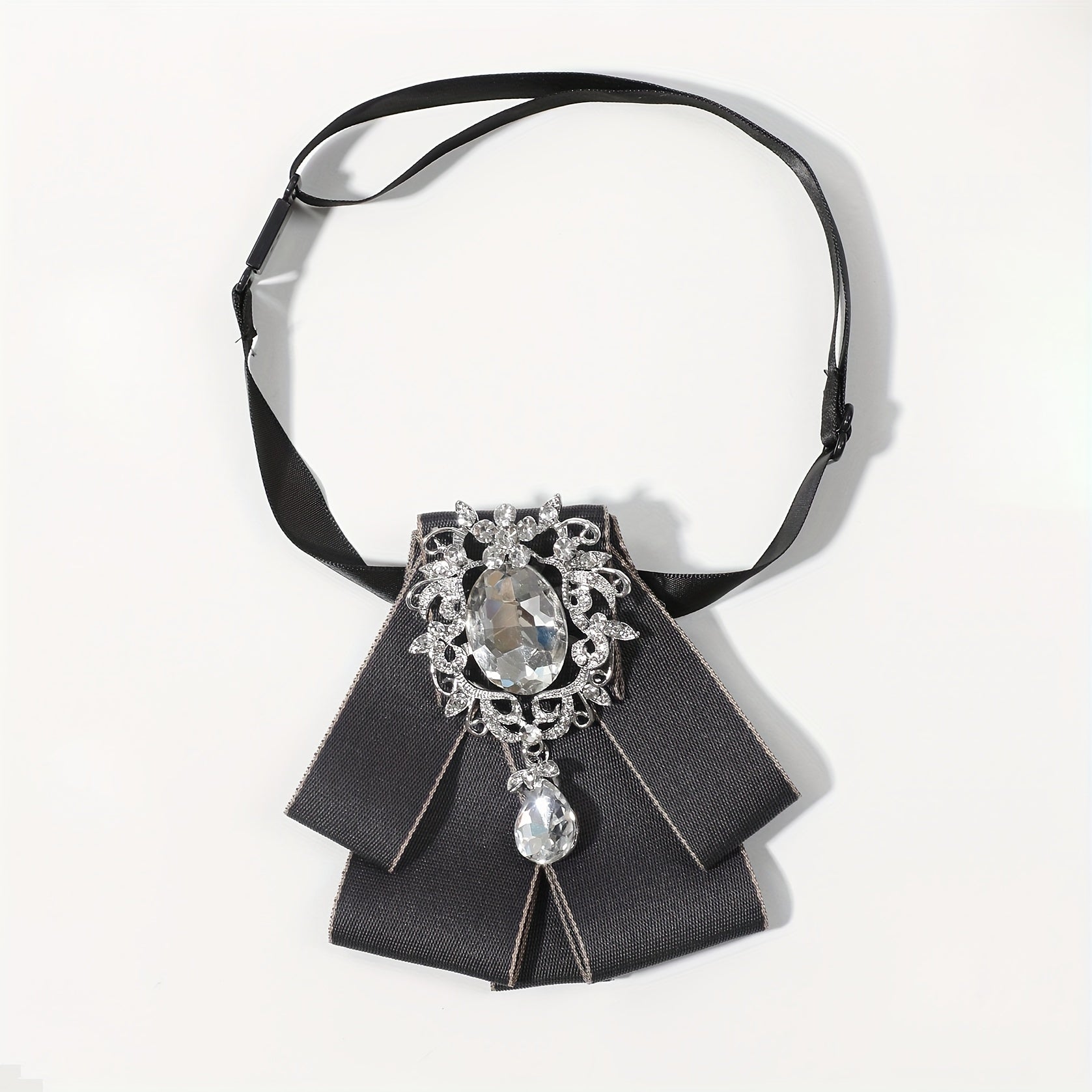 Elegant Diamond Bow Tie with Pearl Inlay