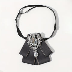 Elegant Diamond Bow Tie with Pearl Inlay