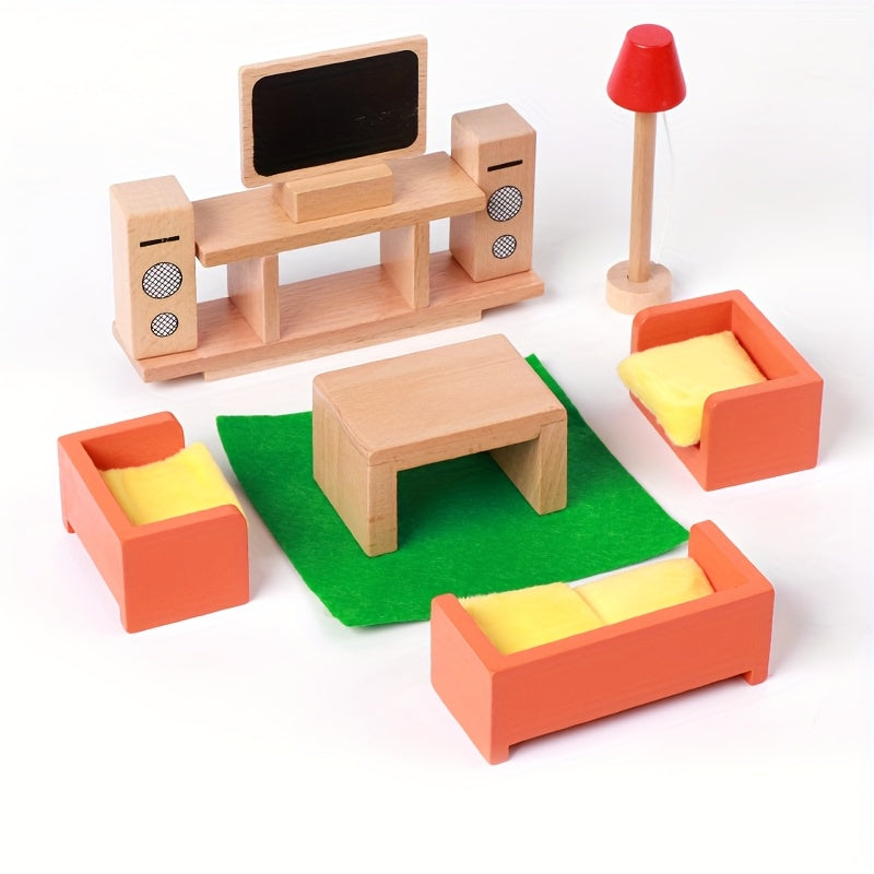 Wooden Bedroom Toys Pretend Play Home Set for Children