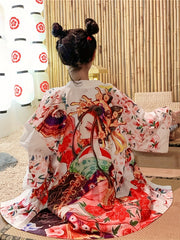 Graphic Print Open Front Kimono Casual Cover Up Kimono