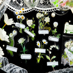 16 Plants Flowers Collage Stickers Bronzing Pet Materials