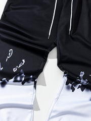 Pattern Drawstring Sweatpants Loose Fit Casual Pants Men's Joggers