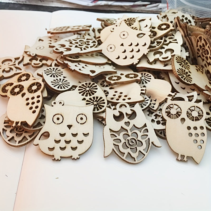 10pcs Wooden Owl Mix Shapes 1.5in DIY Perfect for Painting & Decoration