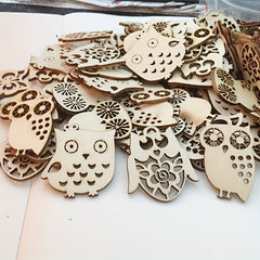 10pcs Wooden Owl Mix Shapes 1.5in DIY Perfect for Painting & Decoration