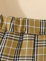 2pcs Baby Boys Bowknot Onesie & Plaid Shorts Set