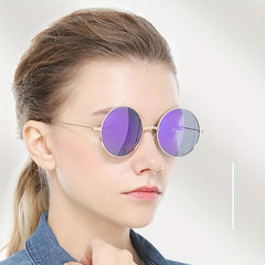 Round Metal Sunglasses Retro Polarized UV400