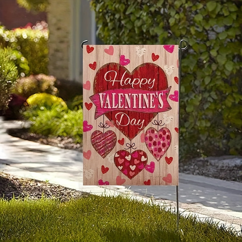 Heart Pattern Double Sided Garden Flag for Valentine Party Decor