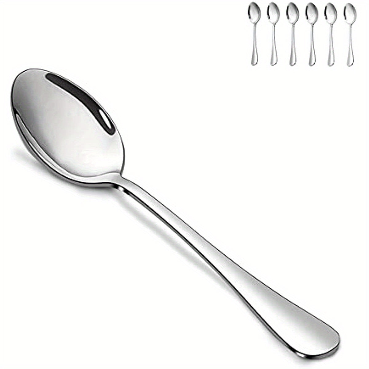 12pcs Stainless Steel Teaspoon Set - 7in Dessert Spoon, Mirror Polished
