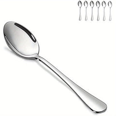 12pcs Stainless Steel Teaspoon Set - 7in Dessert Spoon, Mirror Polished