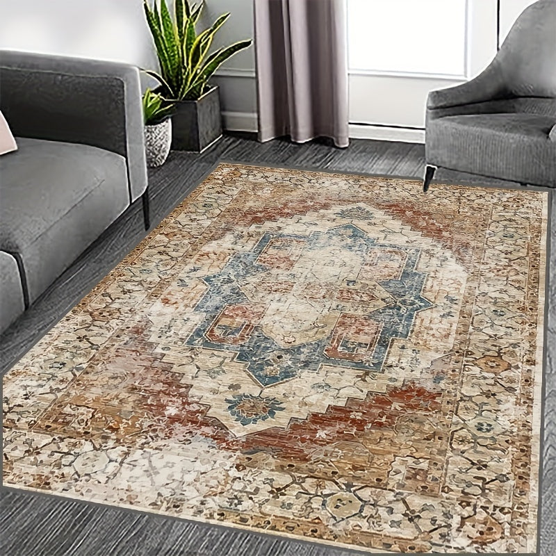 Boho Kitchen Rug Large Soft Vintage Rug Non-slip Backing