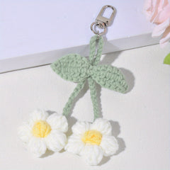 Crochet Flower Keychain Pendant Woolen Daisy Knitting Ornament