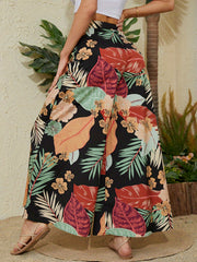 Floral Print Wide Leg Pants Casual Loose Pants for Spring & Summer