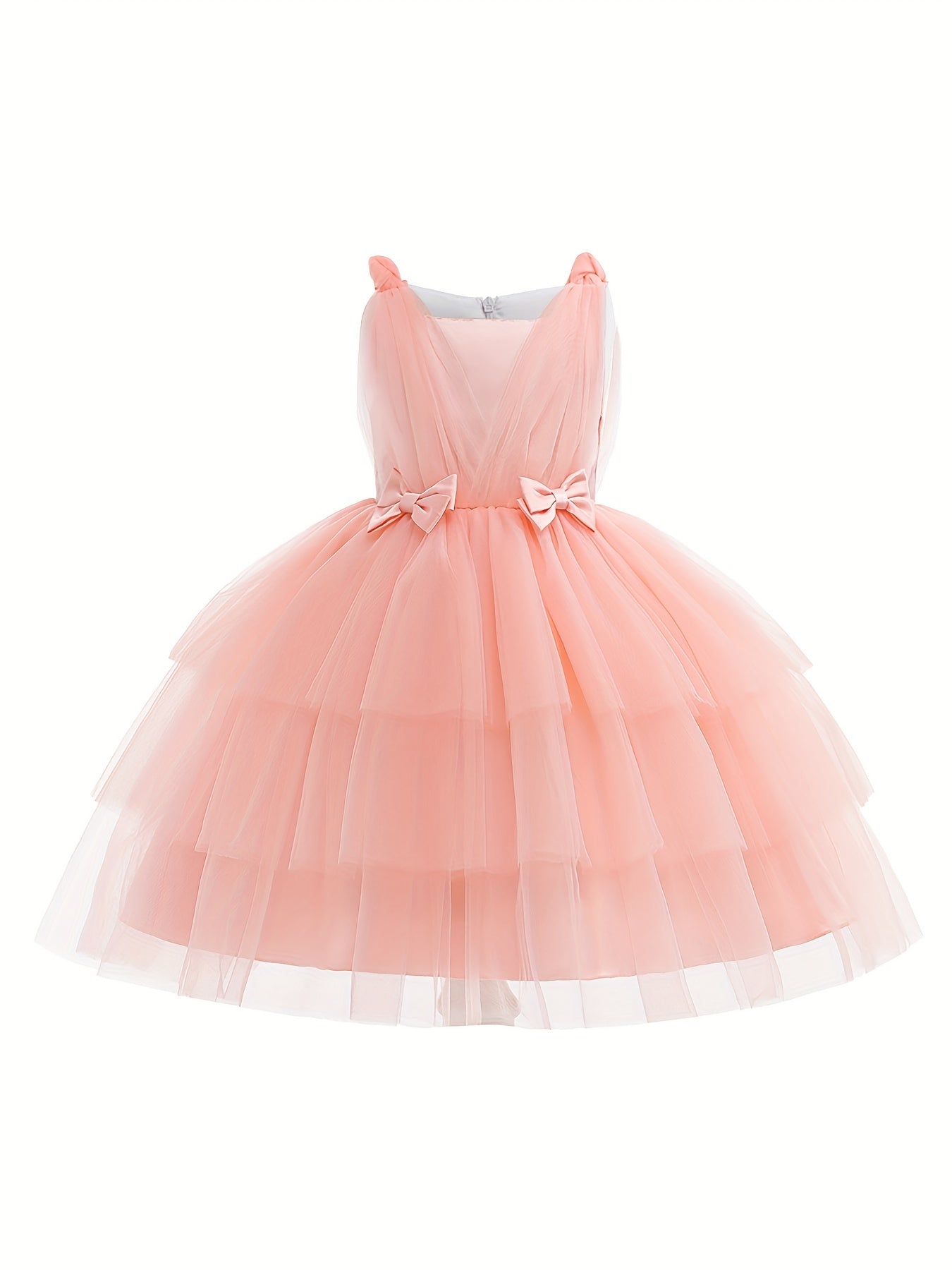 Princess Dress Birthday Girl Bow Decor Layered Tutu Dress