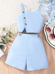 Girls Sleeveless Top & Shorts Set for Vacation Outfit