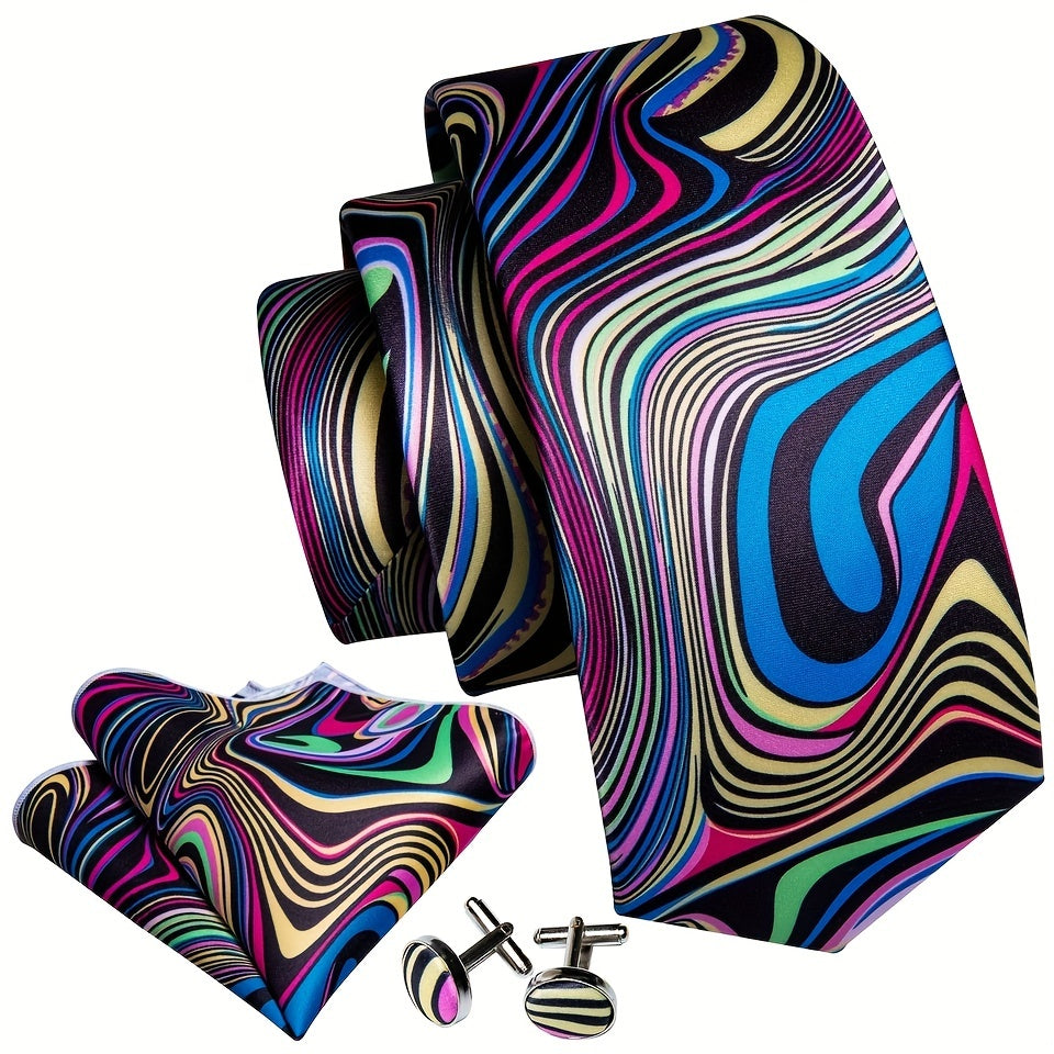 Men's Tie Jacquard Striped Necktie Set