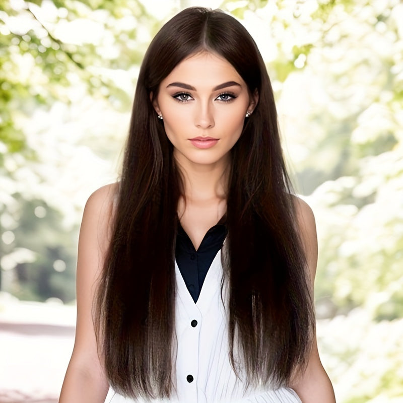66 cm Long Middle Part Straight Hair Wig Synthetic Fiber Straight Wig for Women