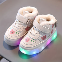 Girl's LED Light Up High Top Skate Shoes with Plush Lining