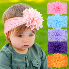 6pcs Kids Chiffon Flower Headscarf Nylon Headband