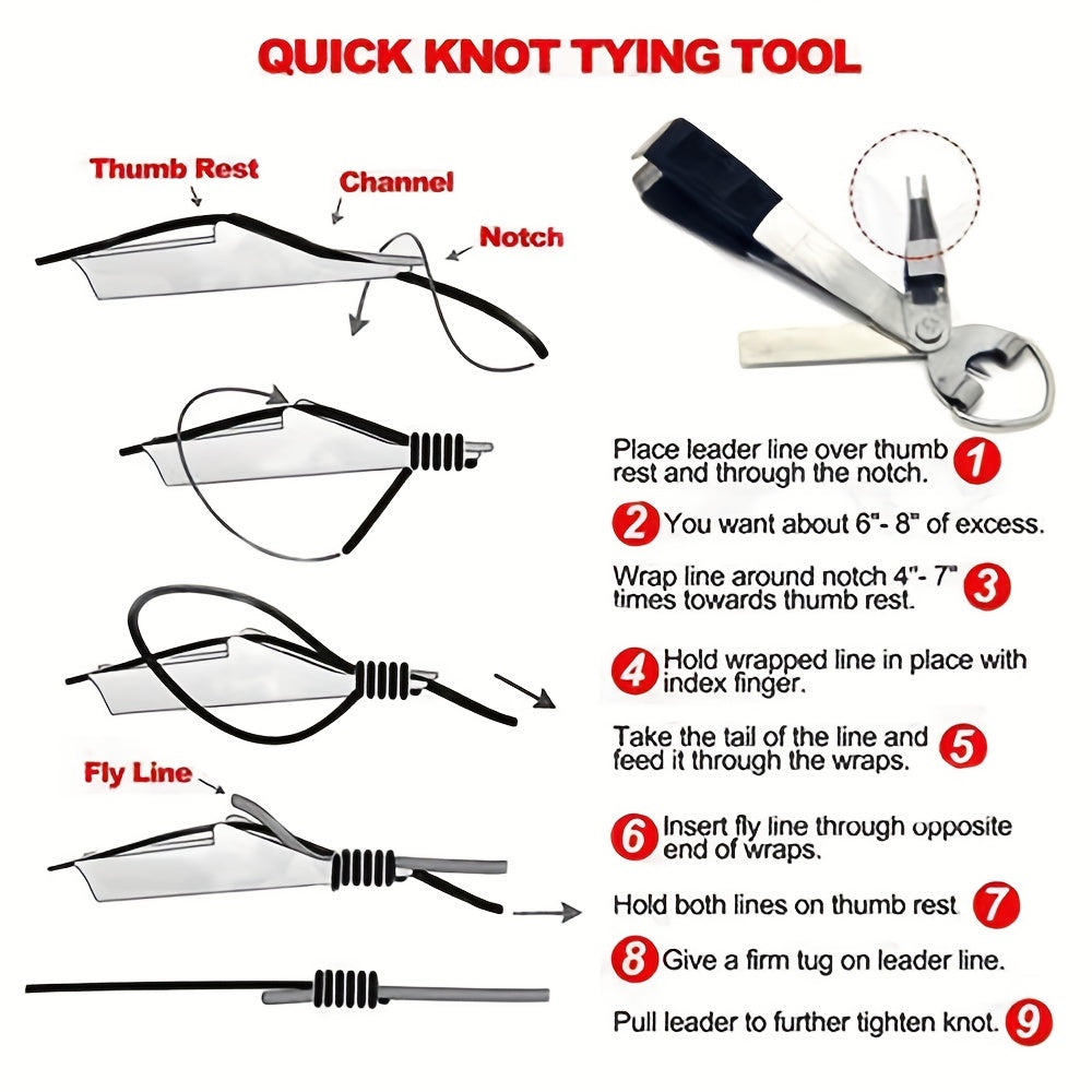 Fly Fishing Knot Tying Tool with Retractors - Hooks Lures Flies