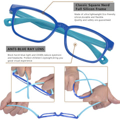 Girl's Square Frame Light Blocking Glasses Age 3-10 Anti Glare & Eyestrain