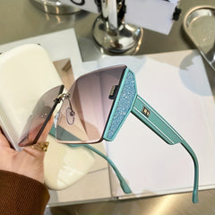 Women Gradient Square Sunglasses Oversized Beach Sunscreen Glasses