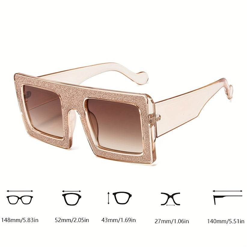 Sparkling Gradient UV400 Oversized Square Sunglasses for Party Beach Club