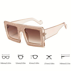 Sparkling Gradient UV400 Oversized Square Sunglasses for Party Beach Club