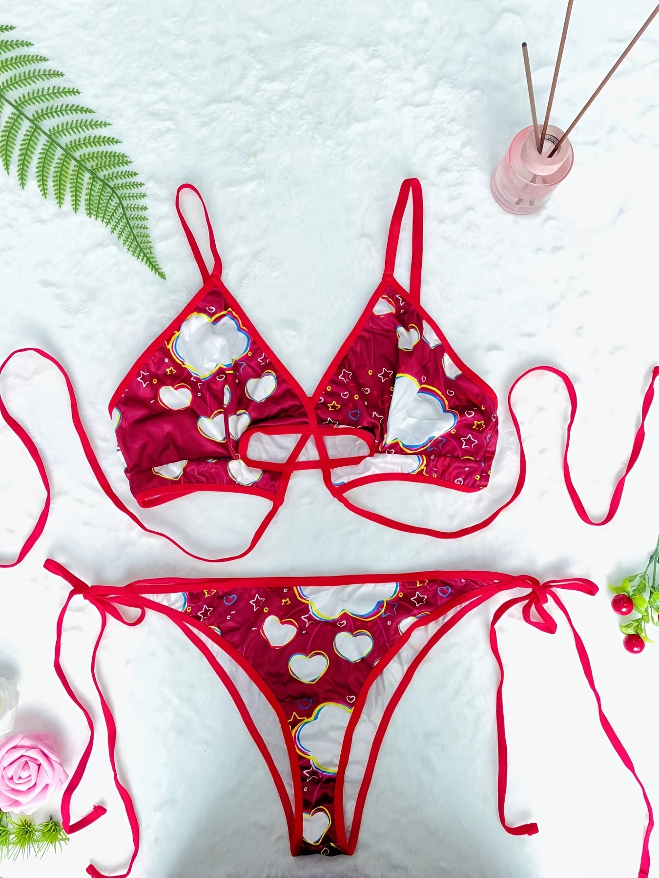 Galaxy Print Criss Cross Lingerie Set