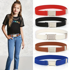 Kids Elastic Solid Pants Belt Adjustable Length Belt