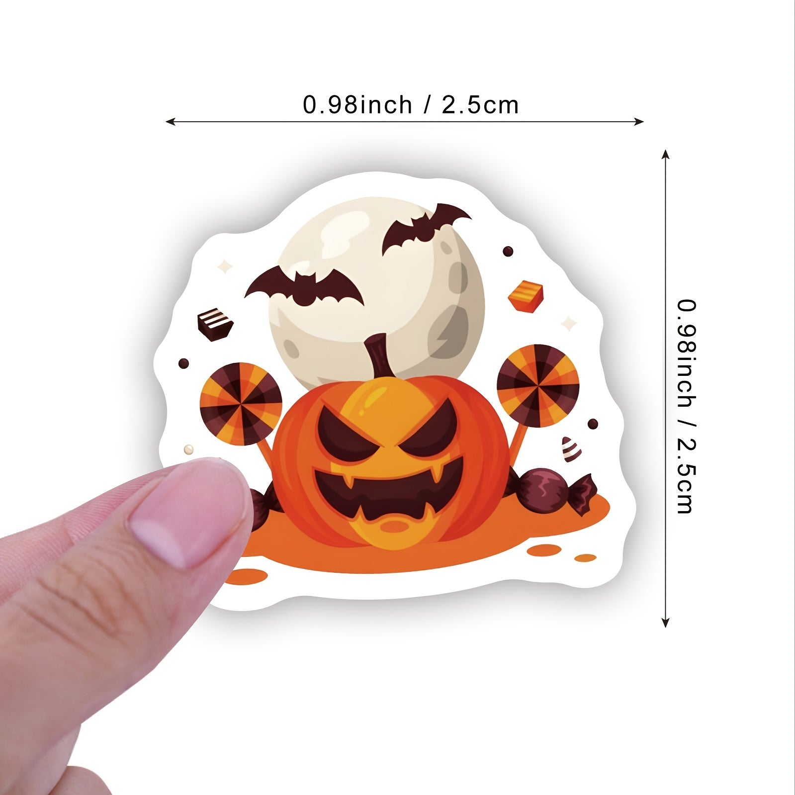 500 Halloween Stickers Roll - 10 Designs - Pumpkin Ghost Seal Label Stickers