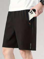 Men's Breathable Shorts With Zipper Pockets Drawstring Elastic Waist