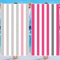 2pcs Striped Pattern Beach Towel Quick Drying Soft Absorbent Beach Towel