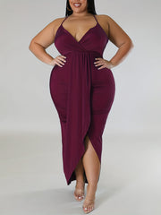 Deep V Neck Layered Ruched Cami Dress