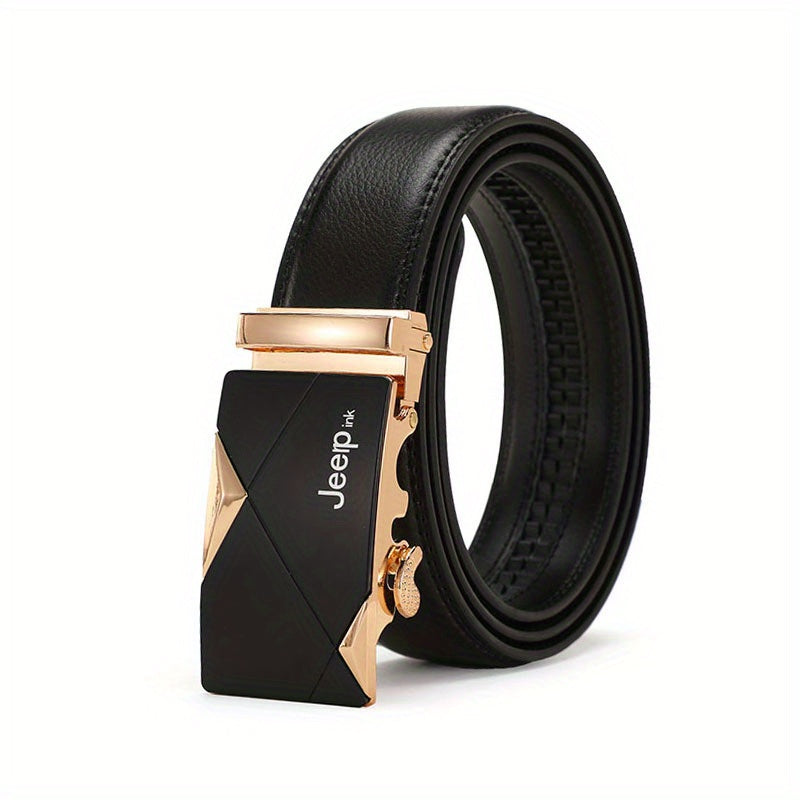 Men's Leather Belt Automatic Buckle Business Waist Strap