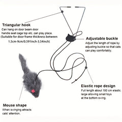 Interactive Door Hanging Cat Toy with Mouse Teaser